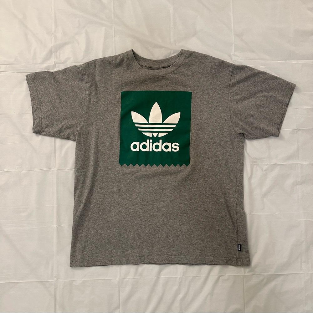 Adidas Heather Gray Tee with Black Trefoil